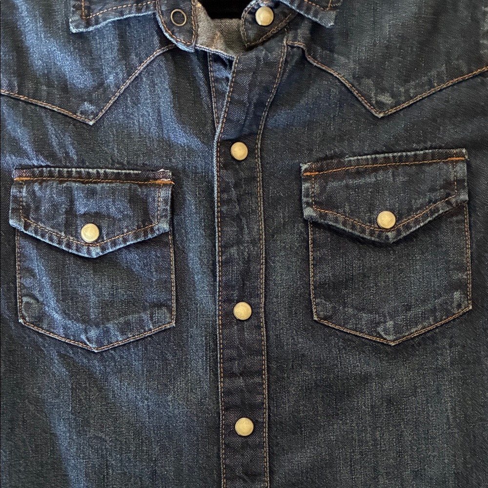 Lucky Brand Denim Pearl Snap Western Shirt XS Like new - Picture 3 of 4